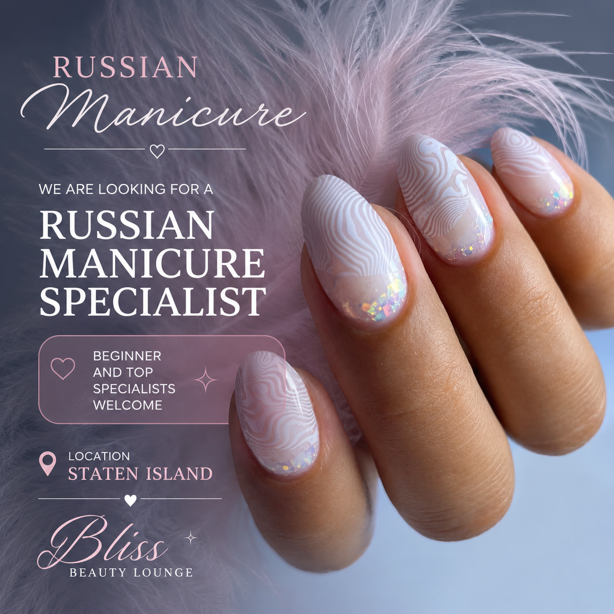 Bliss Beauty Lounge: Russian Manicure Service nail work in Staten Island, New York